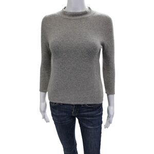 MAG Womens Cashmere Pullover Gray Mock Neck 3/4 Sleeve Size S